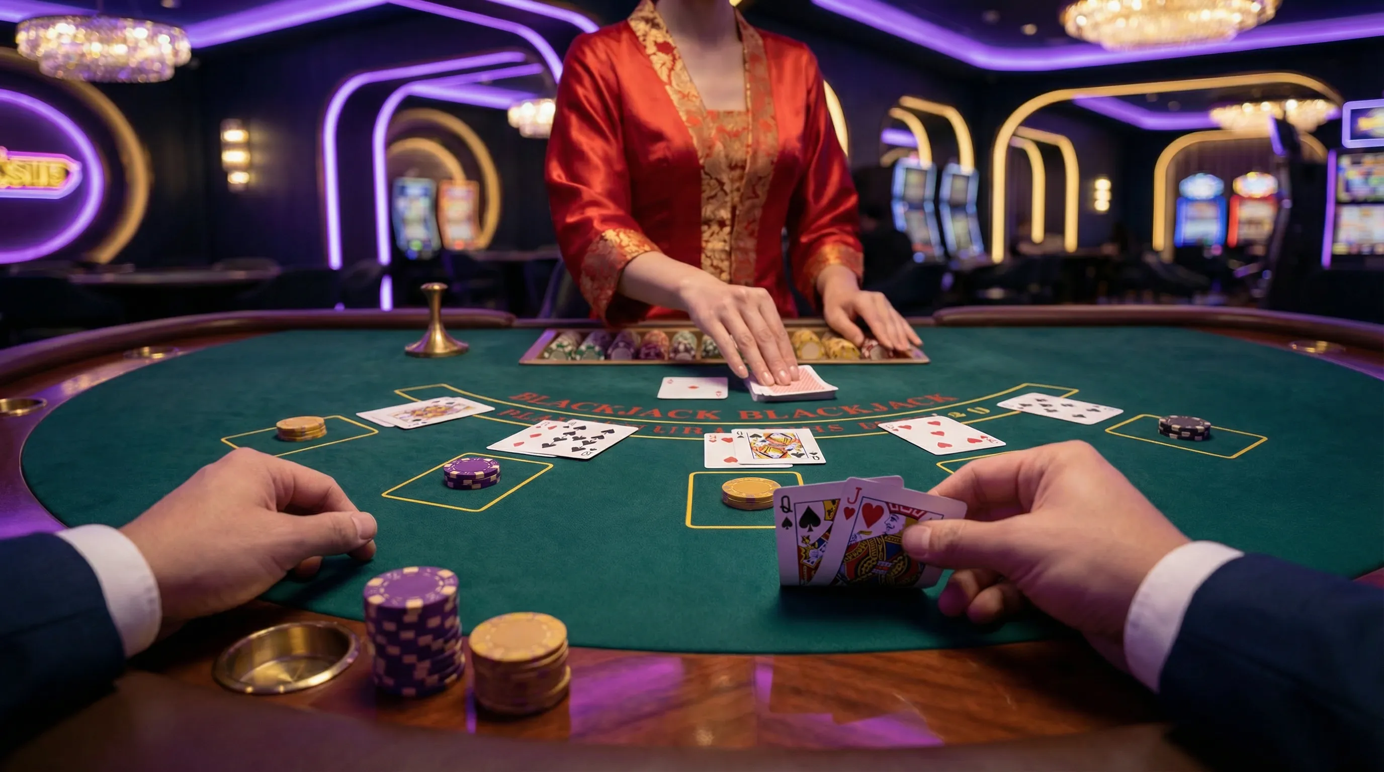 Mesa de blackjack onabet entrar com cartas e fichas de cassino